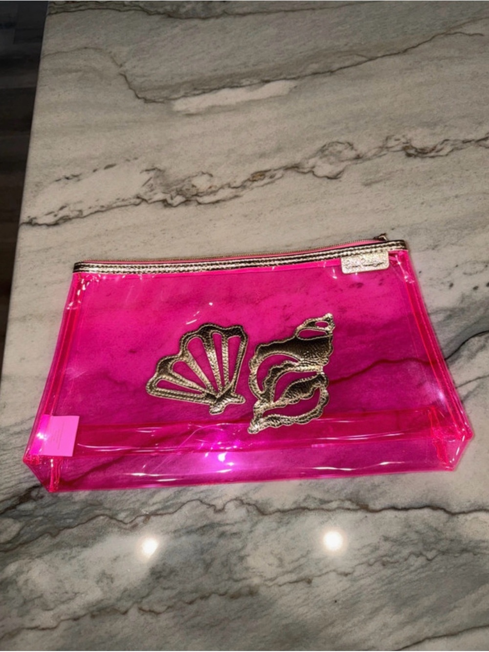 Lilly Pulitzer Hot Pink Clear Mermaid Shell Pouch